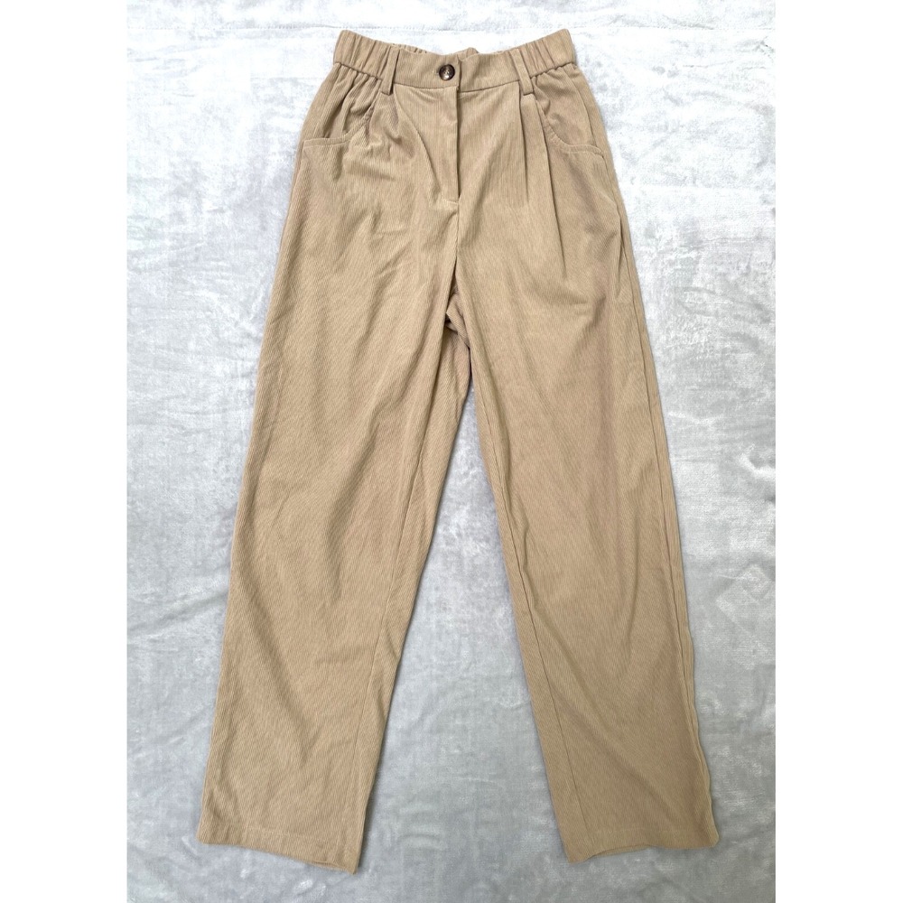 SHEIN Corduroy Pants Women's Small Beige High Waist Casual Vintage Style